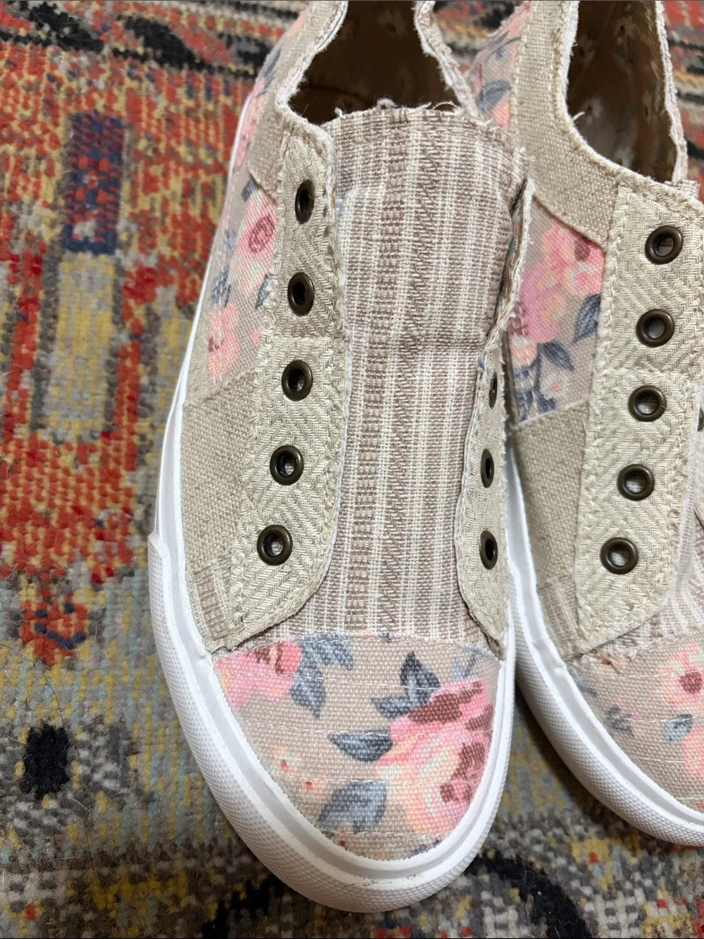 Gypsy Jazz Beige Slip-On Floral Canvas Sneakers